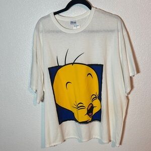 Vintage Flirts Boxy Single Stitch Tweety Bird Graphic Tee Shirt Size 3X NWT
